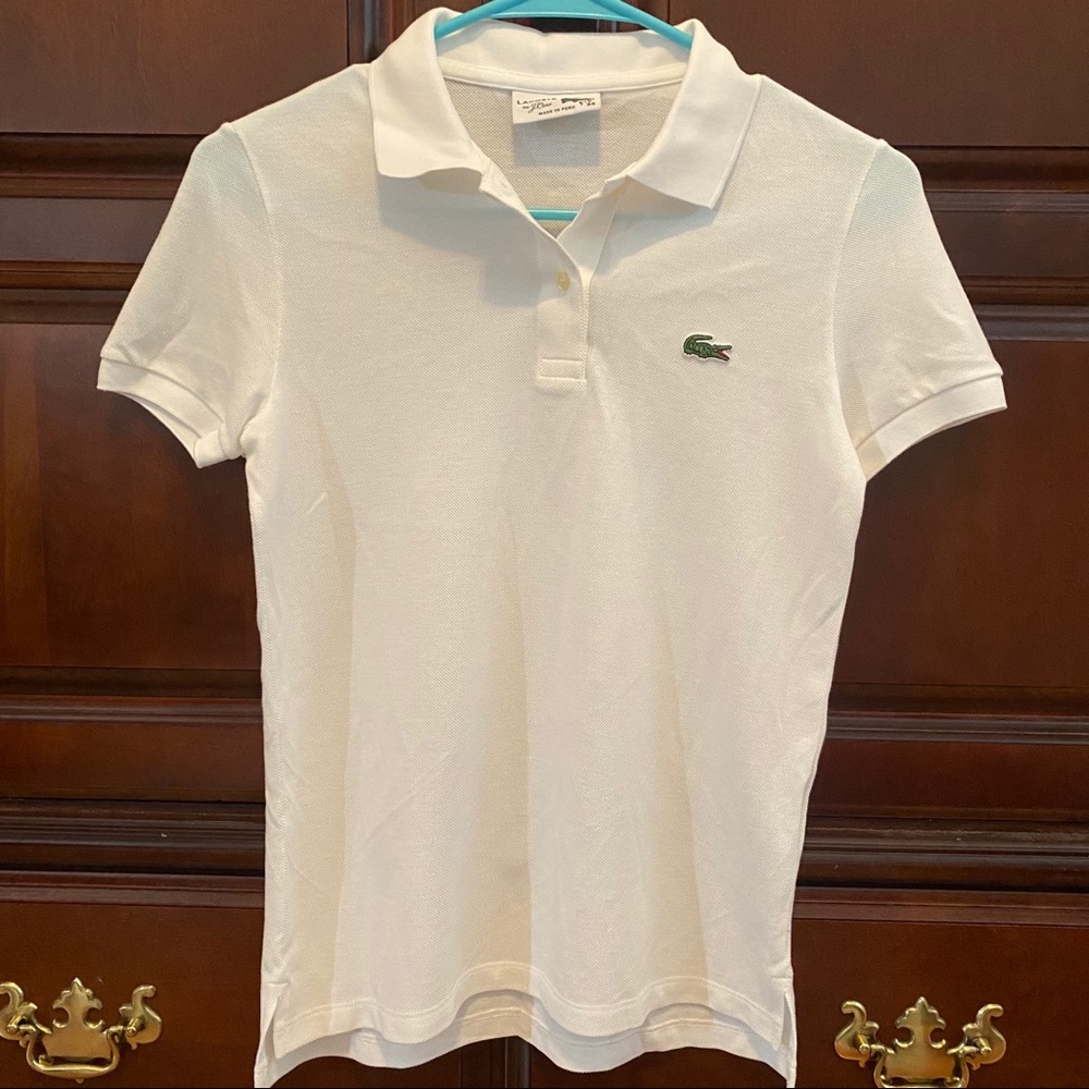 Lacoste for J. Crew white polo top